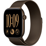 Apple Watch Series 12, Smartwatch bronze, Aluminium, 46 mm, Milanaise Armband Dunkelbronze M/L