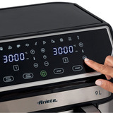 Ariete Heißluftfritteuse Dual Metal 9 L edelstahl/schwarz, 2.100 Watt, 2 Körbe je 4,5 Liter