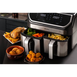 Ariete Heißluftfritteuse Dual Metal 9 L edelstahl/schwarz, 2.100 Watt, 2 Körbe je 4,5 Liter