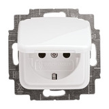 Busch-Jaeger Steckdosen-Einsatz mit Klappdeckel Typ 20 EUK-214, Reflex SI, Unterputz, 16 Ampere, 250 Volt weiß (glänzend), Retail