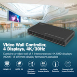 Digitus 4K HDMI Videowand-Controller, 4 Displays, HDMI Splitter schwarz, mit Fernbedienung