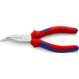 KNIPEX Flachrundzange 2525160, Greifzange rot/blau, abgewinkelt, mit Schneide