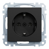 Merten Steckdose Schutzkontakt Typ F mit Steckklemmen, Unterputz, 16 Ampere, 250 Volt schwarz (matt), Retail