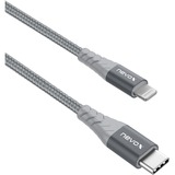 Nevox USB 2.0 Adapterkabel, USB-C Stecker > Lightning Stecker silber/grau, 2 Meter, PD, gesleevt