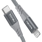 Nevox USB 2.0 Adapterkabel, USB-C Stecker > Lightning Stecker silber/grau, 2 Meter, PD, gesleevt