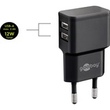 goobay Apple Lightning Dual-Ladeset 12 Watt, Ladegerät schwarz, 1 Meter Kabel