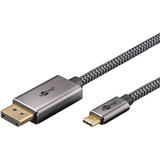 goobay USB Adapterkabel, USB-C Stecker > DisplayPort Stecker, 4K 60Hz schwarz/silber, 3 Meter, Textilkabel