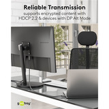 goobay USB Adapterkabel, USB-C Stecker > DisplayPort Stecker, 4K 60Hz schwarz/silber, 3 Meter, Textilkabel