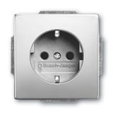 Busch-Jaeger Schutzkontaktsteckdose Standard erhöht mit Berührungsschutz edelstahl, Retail