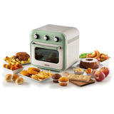 Ariete Heißluftfritteuse und Mini-Ofen 3in1 Vintage Green weiß/hellgrün, 1.350 Watt, Garraum 16 Liter, mit Sichtfenster