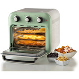 Ariete Heißluftfritteuse und Mini-Ofen 3in1 Vintage Green weiß/hellgrün, 1.350 Watt, Garraum 16 Liter, mit Sichtfenster