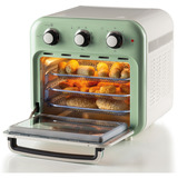 Ariete Heißluftfritteuse und Mini-Ofen 3in1 Vintage Green weiß/hellgrün, 1.350 Watt, Garraum 16 Liter, mit Sichtfenster