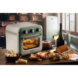 Ariete Heißluftfritteuse und Mini-Ofen 3in1 Vintage Green weiß/hellgrün, 1.350 Watt, Garraum 16 Liter, mit Sichtfenster