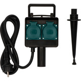 Brennenstuhl Garten-Steckdose mit Erdspieß, 2-fach, Steckdosenleiste schwarz, 1,40 Meter