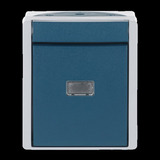 Busch-Jaeger Taster Wechsler Aufputz mit Komplettgehäuse, Druckknopf, mit Beleuchtung, IP44 blaugrün, Retail