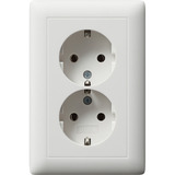 Gira Schutzkontakt-Doppelsteckdose mit Vollplatte für Gerätedose 1,5fach weiß, Retail