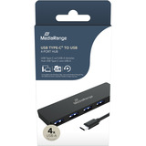 MediaRange USB Type-C™ auf USB 3.0 Verteiler 1:4, bus-gespeist, USB-Hub schwarz