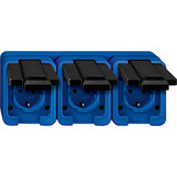 Merten Schutzkontakt-Steckdose dreifach schlagfest mit Klappdeckel und Schraubklemmen blau, Retail