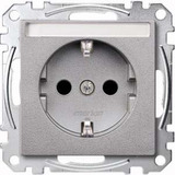 Merten Schutzkontaktsteckdose mit erhöhtem Berührungsschutz und Schriftfeld aluminium, Retail