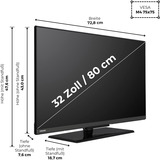 Toshiba 32WV3F63DA, LED-Fernseher 80 cm (32 Zoll), schwarz, WXGA, VIDAA-Betriebssystem