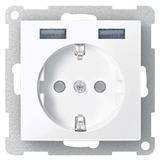 Merten Schutzkontakt Steckdose mit USB Ladegerät, Unterputz, 16 Ampere, 250 Volt, MEG2366-0414 anthrazit, Retail