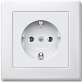 Merten Schutzkontaktsteckdose mit polarweißem Gehäuse volle Abdeckplatte weiß, Retail