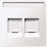 Merten Zentralplatte für Modular Jack mit zwei Öffnungen und Beschriftungsfeld, glänzend weiß (glänzend), Retail