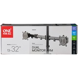 ONE FOR ALL Universal-Doppelmonitorarm DM 2210, Monitorhalterung schwarz, für 33 - 81cm (13" - 32") Monitore