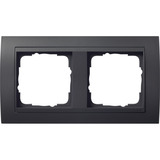 Gira Abdeckrahmen 2-fach mit Zwischenrahmen, bruchsicher, Kunststoff, Thermoplast anthrazit, Retail