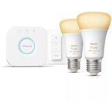 Philips HUE White Ambiance Starter-Set: E27 Lampe A60 Doppelpack + Dimmschalter, LED-Lampe 