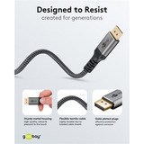 goobay Plus DisplayPort 2.0/2.1 Kabel, 8K @ 144Hz, 54 Gbit/s grau, 1 Meter