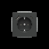 Busch-Jaeger Schukosteckdose mit USB-A und USB-C Anschlüssen anthrazit, Retail