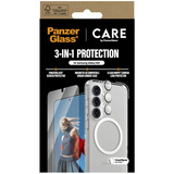 PanzerGlass Flagship 3-in-1 Set transparent/weiß, Samsung Galaxy S25, QI-kompatibel, EasyAligner