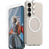 PanzerGlass Flagship 3-in-1 Set transparent/weiß, Samsung Galaxy S25, QI-kompatibel, EasyAligner