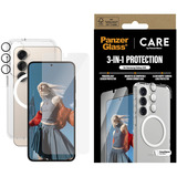 PanzerGlass Flagship 3-in-1 Set transparent/weiß, Samsung Galaxy S25, QI-kompatibel, EasyAligner