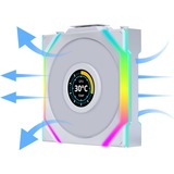 Lian Li UNI FAN SL120 LCD Wireless Reverse 3er-Pack inkl. Controller, Gehäuselüfter weiß, 124.5 mm