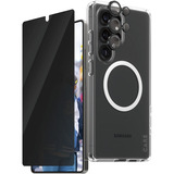 PanzerGlass Flagship 3-in-1 Privacy Set transparent/weiß, Samsung Galaxy S25 Ultra, QI-kompatibel, EasyAligner