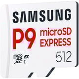 SAMSUNG P9 Express 512 GB microSDXC, Speicherkarte weiß, PCIe Gen3.0x1, NVMe 1.3, SD 7.1, UHS-I
