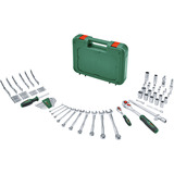 Bosch Heimwerken & Garten Advanced Werkzeugkoffer, 132-teilig, Steckschlüssel grün, mit 2 Umschaltknarren 1/4" und 1/2"