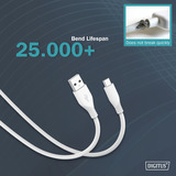 Digitus USB 2.0 Silikon-Anschlusskabel USB-A > USB-C weiß, 0,5 Meter, PD, Laden mit bis zu 60 Watt