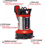 EINHELL Flutset GE-DP 7535 N LL ECO, Tauch- / Druckpumpe rot/schwarz, 750 Watt