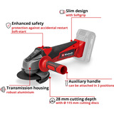 EINHELL Power X-Change Akku-Winkelschleifer TC-AG 18/115 Li-Solo, 18Volt rot/schwarz, ohne Akku und Ladegerät