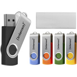 Intenso Office Line Multipack 32 GB, USB-Stick 5 USB-A 3.2 USB-Sticks in Gelb, Grün, Schwarz, Blau + Orange