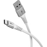 goobay Supersoftes USB 2.0 Textilkabel, USB-A Stecker > USB-C Stecker weiß, 3 Meter