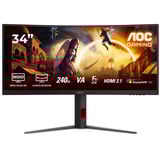 AOC CU34G4Z, Gaming-Monitor 86.4 cm (34 Zoll), schwarz (matt), WQHD, Fast-VA, Curved, USB-Hub, HDR, 240Hz Panel