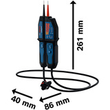 Bosch Professional Spannungsprüfer GVT 1000-15 Professional, Messgerät blau/schwarz, 2x Batterien, Tasche