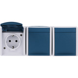 Busch-Jaeger Schutzkontakt-Steckdose dreifach waagerecht Typ 2300/3 Einbau waagerecht IP44 blau, Retail