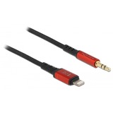 DeLOCK Audiokabel 8Pin Lightning Stecker > Klinkenstecker 3,5mm 3Pin schwarz/rot, 1,5 Meter