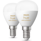 Philips HUE White Ambiance E14 Smarte Lampe Tropfenform Doppelpack 470 lm, LED-Lampe 