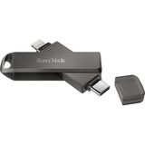 SanDisk iXpand Luxe 128 GB, USB-Stick schwarz, USB-C 3.2 Gen 1, Apple Lightning Connector